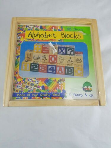 Schylling Abc Wooden Alphabet Blocks Toy Blocks 48 Colorful Blocks New In Packag