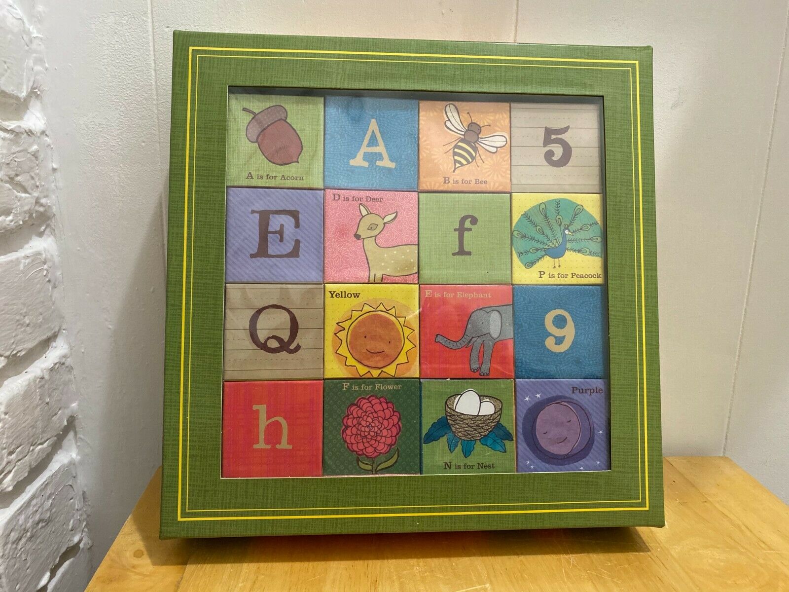 Mudpuppy "n Is For Nat" Alphabet Blocks - Educational Toy 16 Cubes 96 Images New