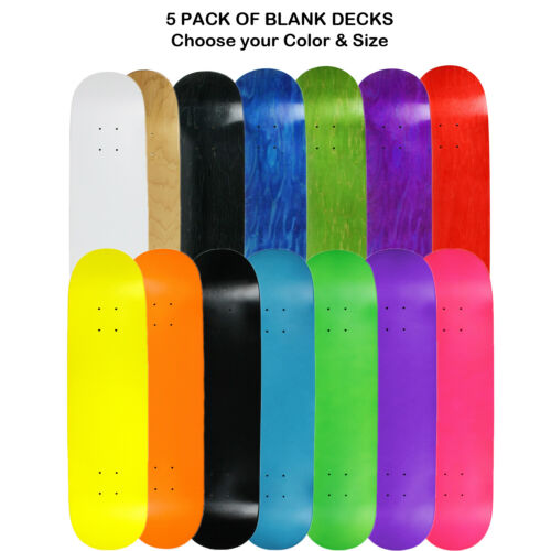 5 Pro Skateboard Decks Blank Choose Your Color + Size (7.75" 8.0" 8.25" 8.5")